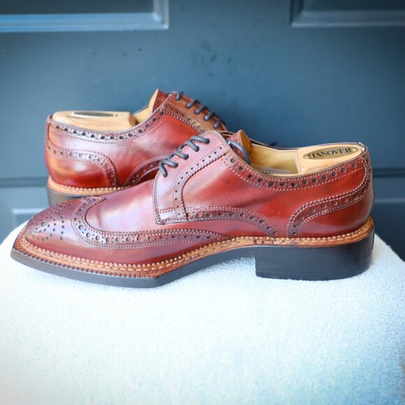 Franceschetti 8-M Burgundy Red Mens Norvegese Oxford Dress Shoes - Picture 8 of 15